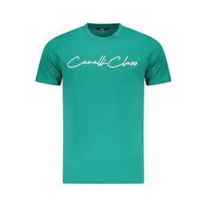 Cavalli Class Green Cotton Men T-Shirt