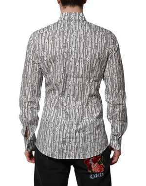 Dolce & Gabbana White Floral Print Casual Long Sleeves Shirt