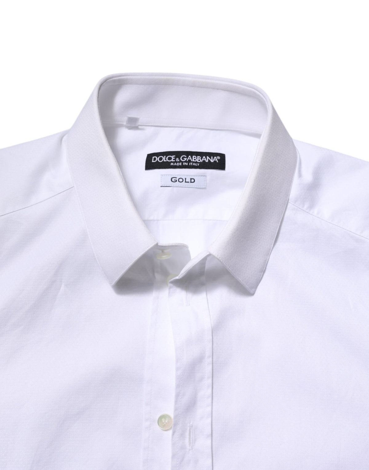 Dolce & Gabbana White Cotton GOLD Long Sleeve Men Dress Shirt