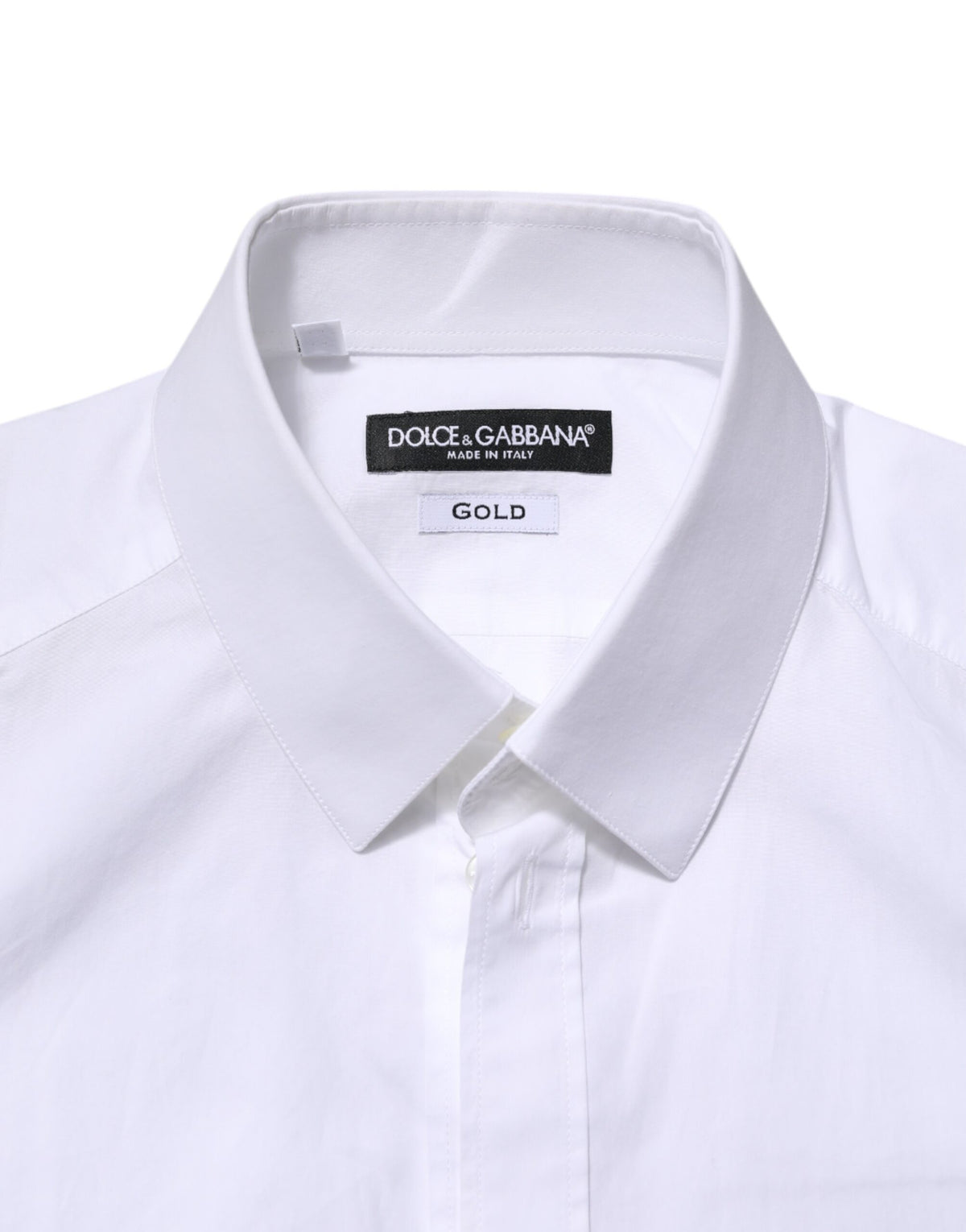Dolce & Gabbana White Cotton GOLD Long Sleeve Men Dress Shirt