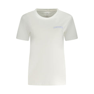 Converse White Cotton Women T-Shirt