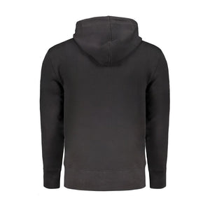 Calvin Klein Black Cotton Men Sweater with Hood and Central Pockets