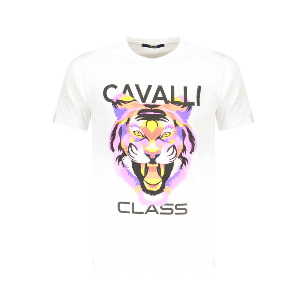 Cavalli Class White Cotton Men T-Shirt