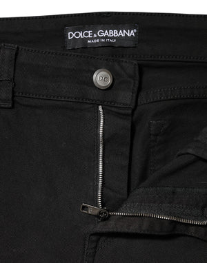 Dolce & Gabbana Black Cotton Mid Waist Denim Jeans