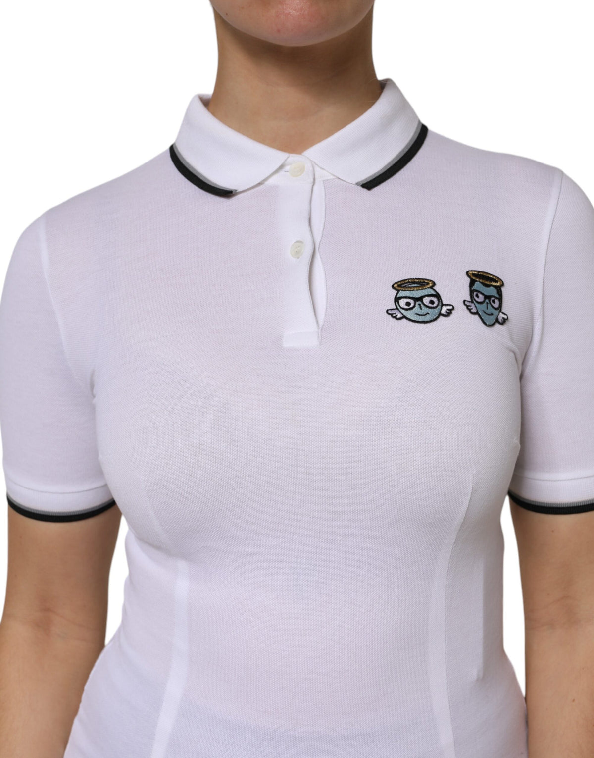 Dolce & Gabbana White Cotton Short Sleeves Collared Polo Top
