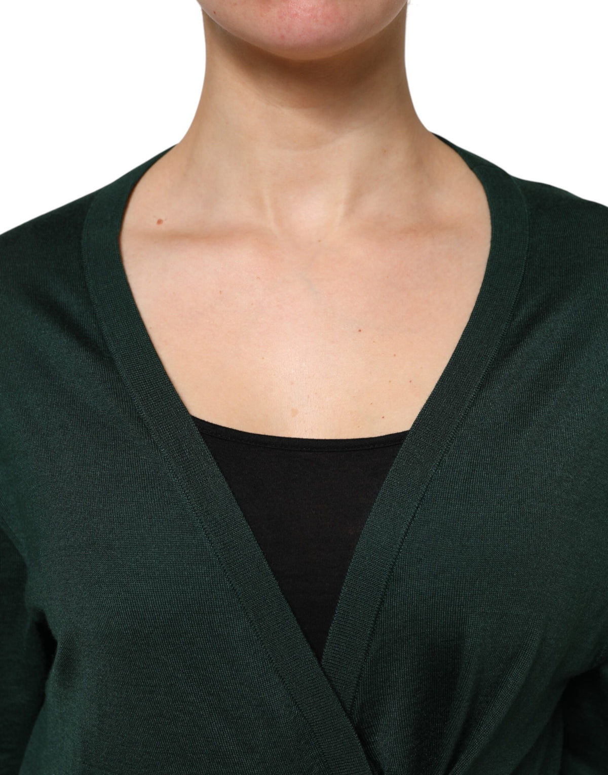Dolce & Gabbana Dark Green Cashmere Silk Cardigan Sweater