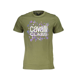 Cavalli Class Green Cotton Men T-Shirt