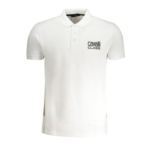 Cavalli Class Bianco Cotton Men Polo Shirt