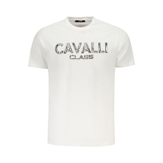 Cavalli Class White Cotton Men T-Shirt
