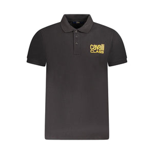 Cavalli Class Black Cotton Men Polo Shirt