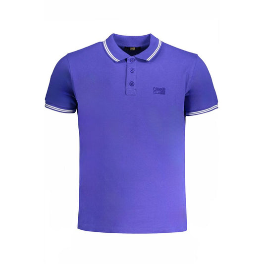 Cavalli Class Blue Cotton Men Polo Shirt