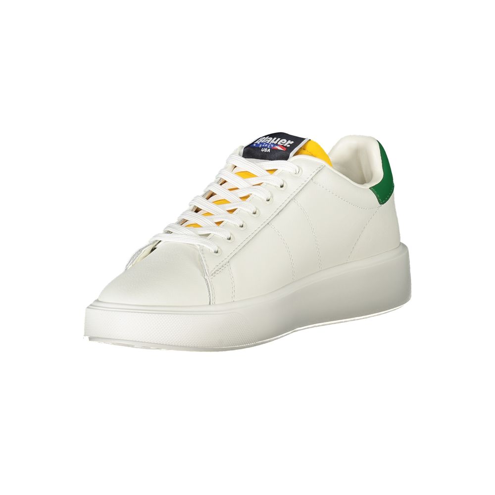 Blauer White Leather Men Sneaker