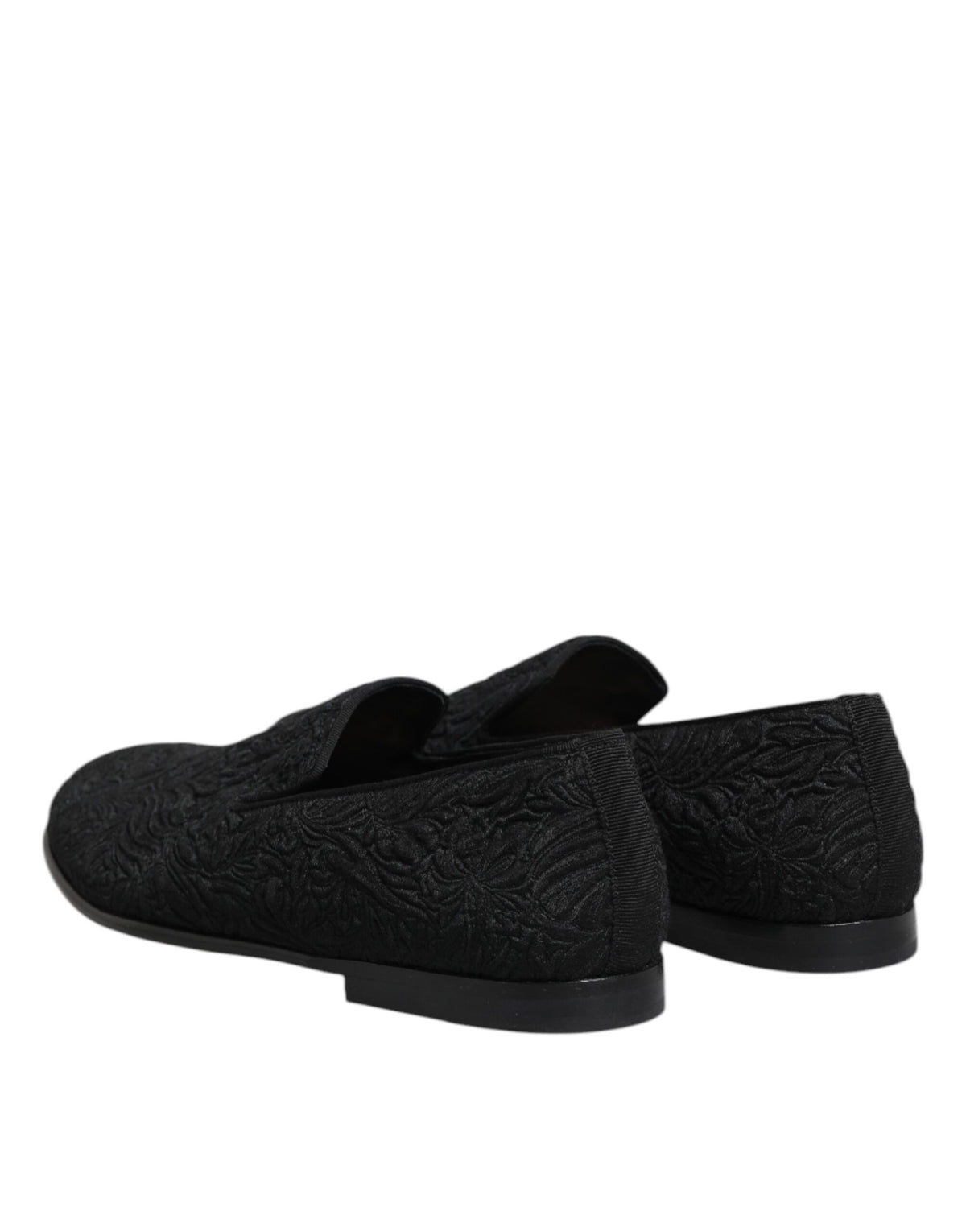 Dolce & Gabbana Black Jacquard Slip On Loafers Formal Shoes
