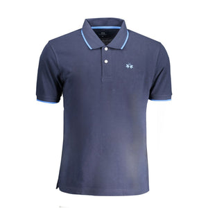 La Martina Blue Cotton Men Polo Shirt