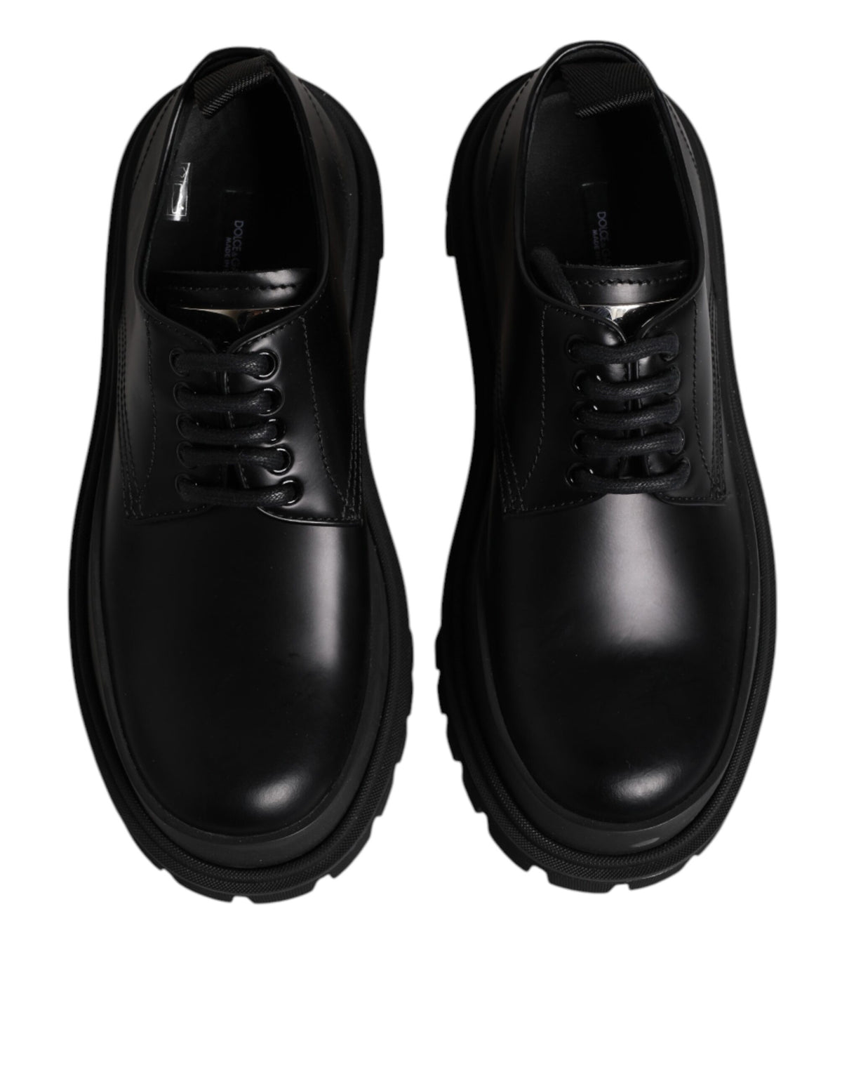 Dolce & Gabbana Black Leather Lace Up Derby Men Dress Shoes