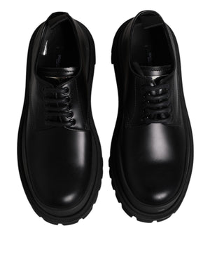 Dolce & Gabbana Black Leather Lace Up Derby Men Dress Shoes