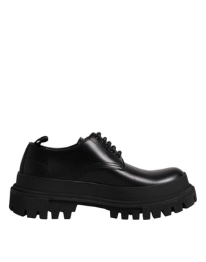 Dolce & Gabbana Black Leather Lace Up Derby Men Dress Shoes