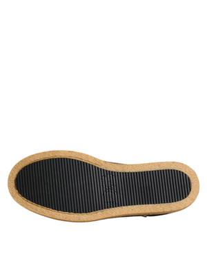 Dolce & Gabbana Brown White Calfskin Leather Loafers Shoes