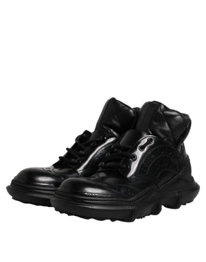 Dolce & Gabbana Black Leather Casual Mens Ankle Boots Shoes