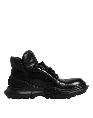 Dolce & Gabbana Black Leather Casual Mens Ankle Boots Shoes