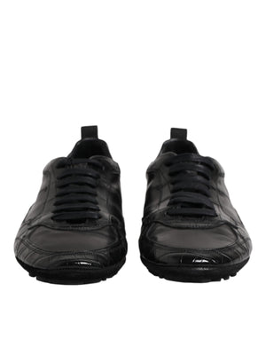 Dolce & Gabbana Black Exotic Leather Low Top Sneakers Shoes