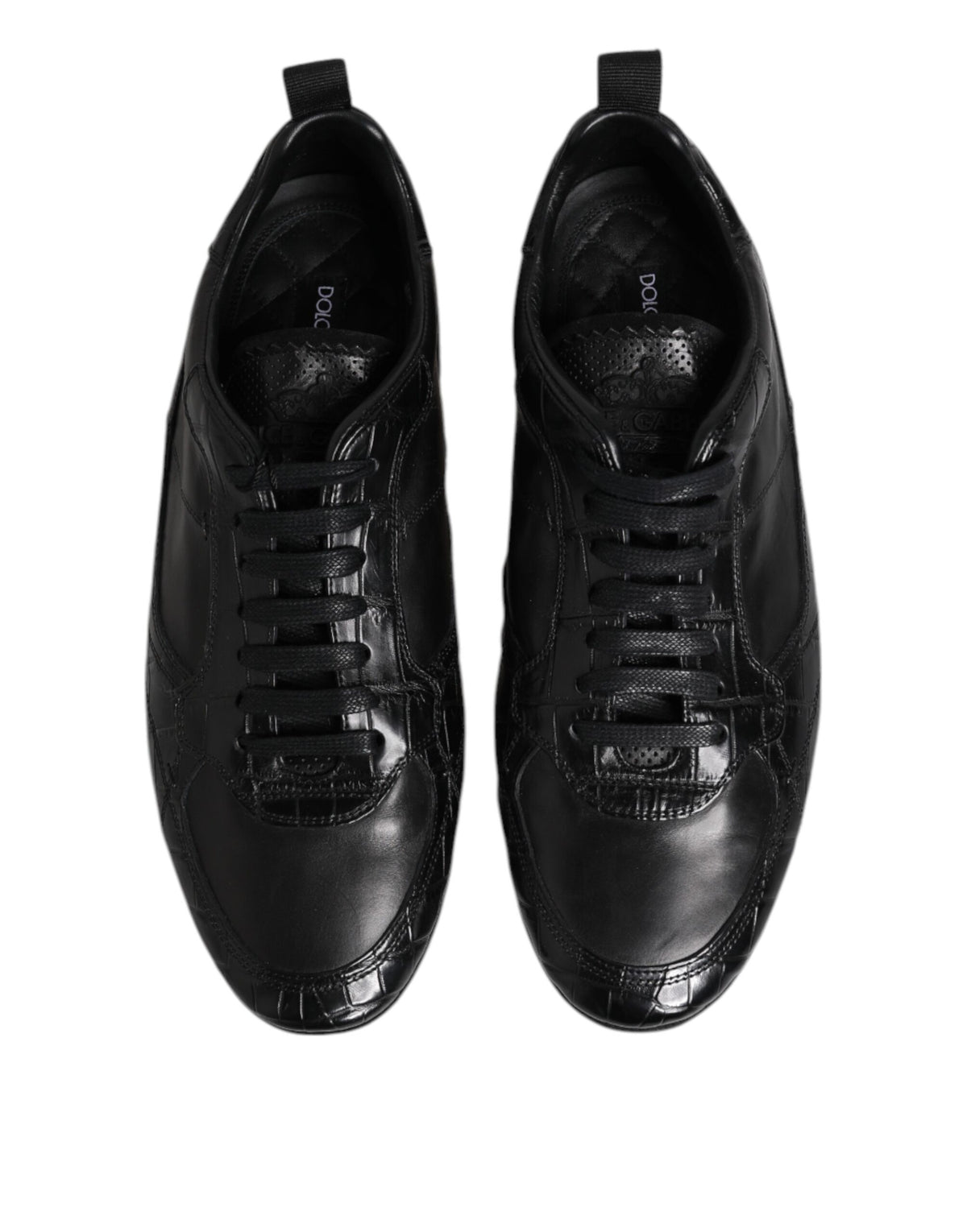 Dolce & Gabbana Black Exotic Leather Low Top Sneakers Shoes
