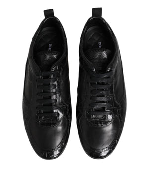 Dolce & Gabbana Black Exotic Leather Low Top Sneakers Shoes