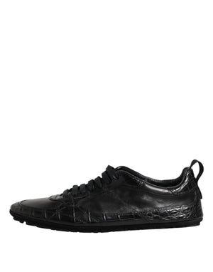 Dolce & Gabbana Black Exotic Leather Low Top Sneakers Shoes