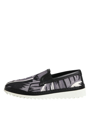 Dolce & Gabbana Black Tropical Slip On Men Sneakers Shoes