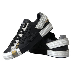 Dolce & Gabbana Black Leather Low Top Sneakers Portofino Shoes