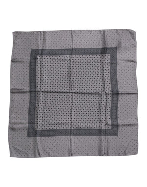Dolce & Gabbana Gray Polka Dot Silk Square Men Foulard Scarf