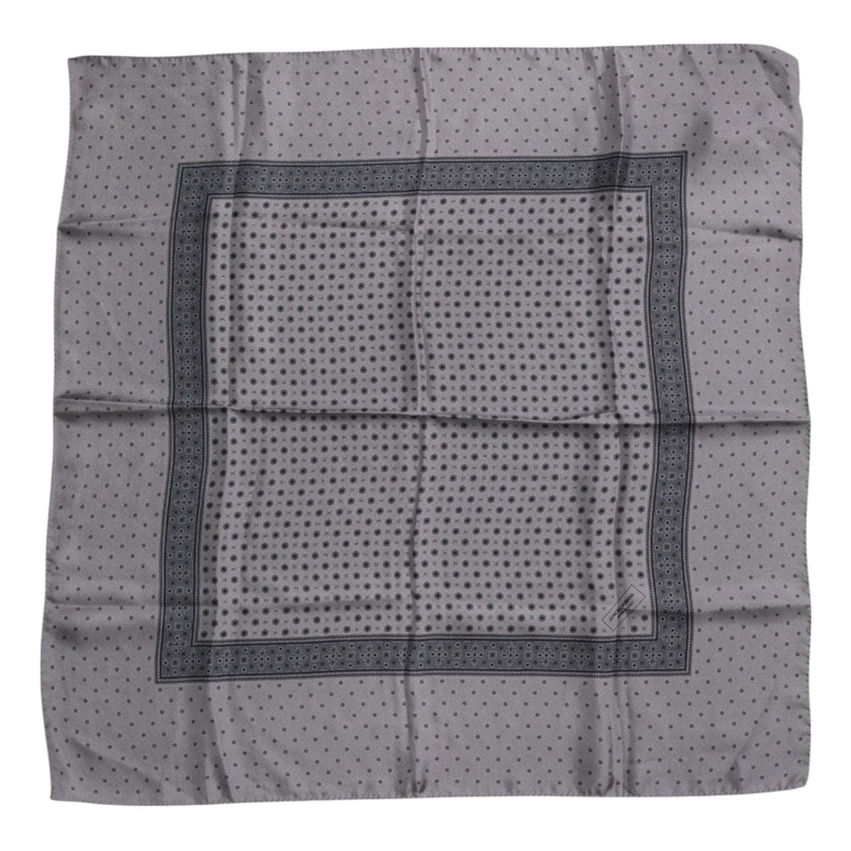 Dolce & Gabbana Gray Polka Dot Silk Square Men Foulard Scarf