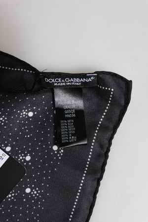Dolce & Gabbana Black White Printed Square Men Foulard Scarf