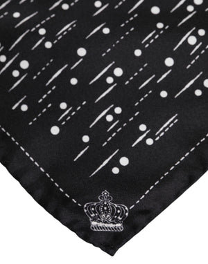 Dolce & Gabbana Black White Printed Square Men Foulard Scarf
