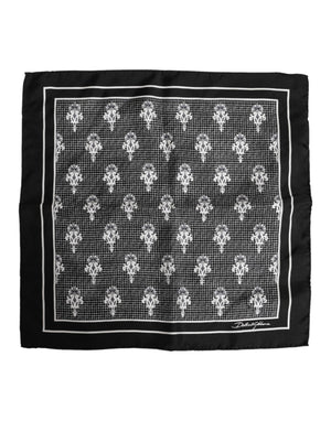 Dolce & Gabbana Black White Printed Square Foulard Scarf