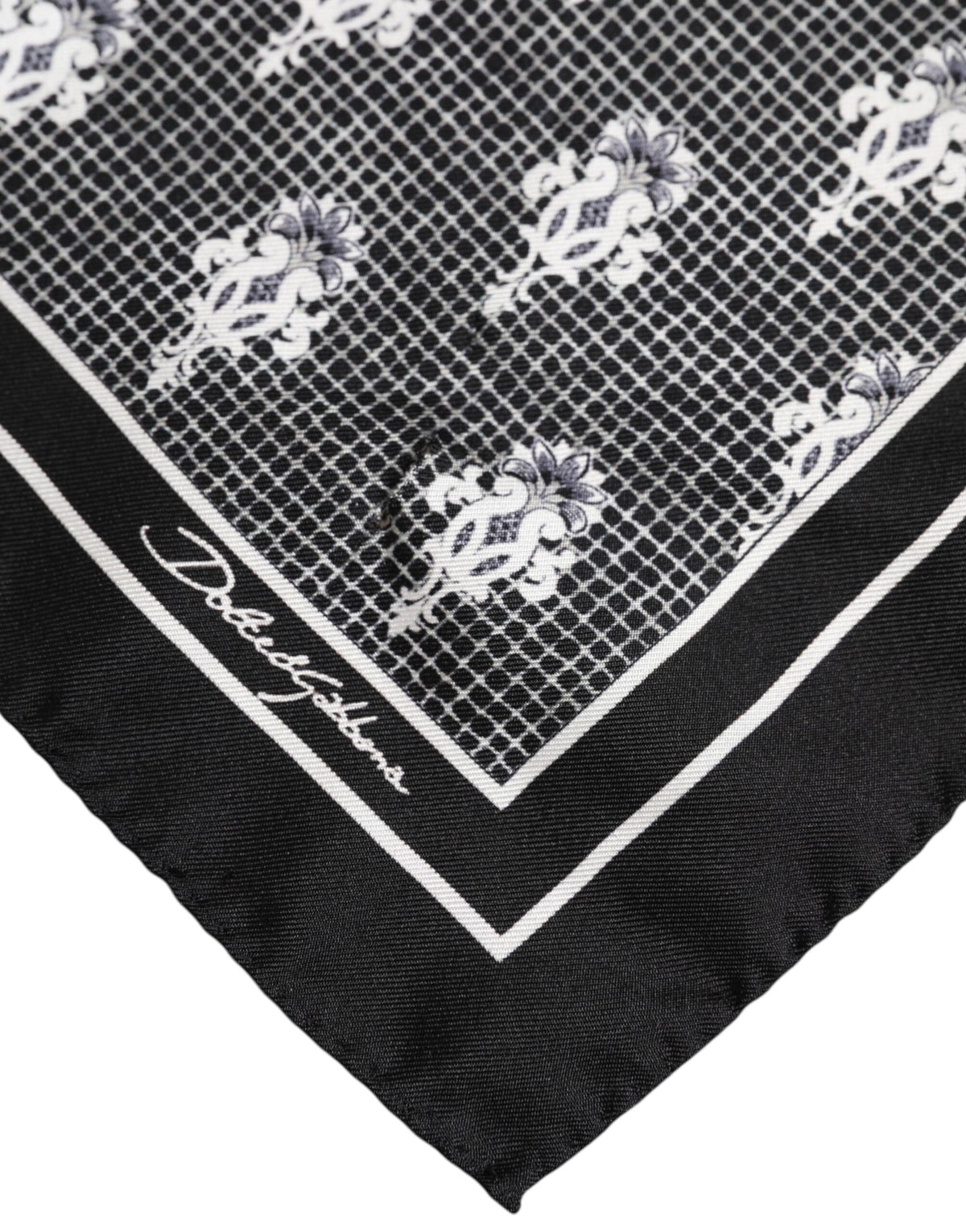 Dolce & Gabbana Black White Printed Square Foulard Scarf