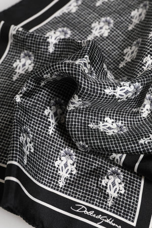 Dolce & Gabbana Black White Printed Square Foulard Scarf