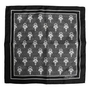 Dolce & Gabbana Black White Printed Square Foulard Scarf
