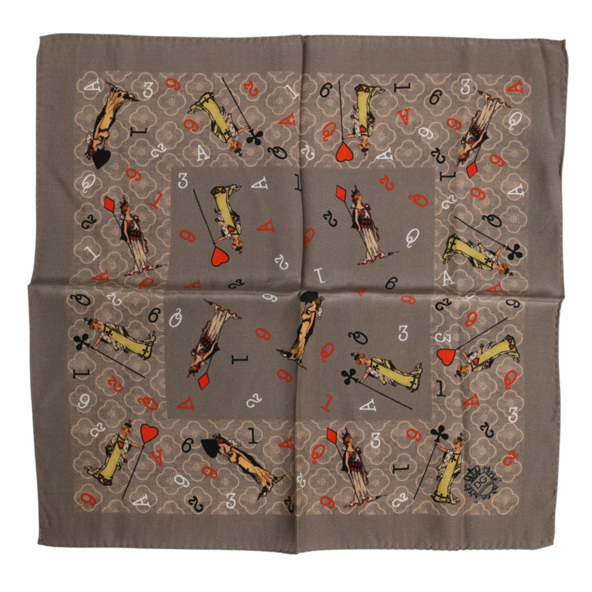 Dolce & Gabbana Brown Silk Printed Square Men Foulard Scarf
