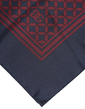 Dolce & Gabbana Red Blue Printed Silk Square Men Foulard Scarf