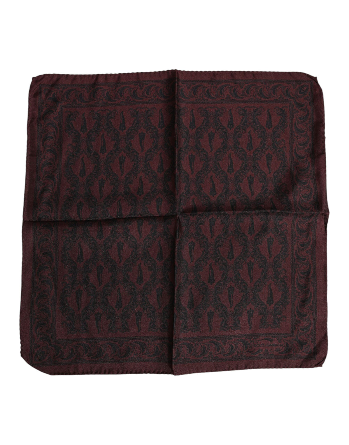 Dolce & Gabbana Maroon Black Printed Square Men Foulard Scarf