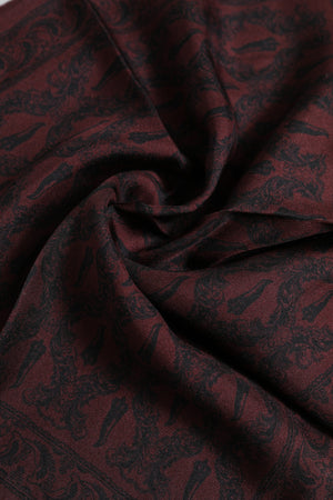 Dolce & Gabbana Maroon Black Printed Square Men Foulard Scarf