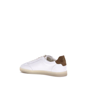 Brunello Cucinelli White Calf Leather Bos Taurus Low Top Sneakers
