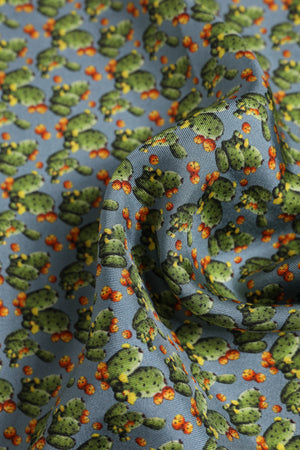 Dolce & Gabbana Gray Green Cactus Print Square Foulard Scarf