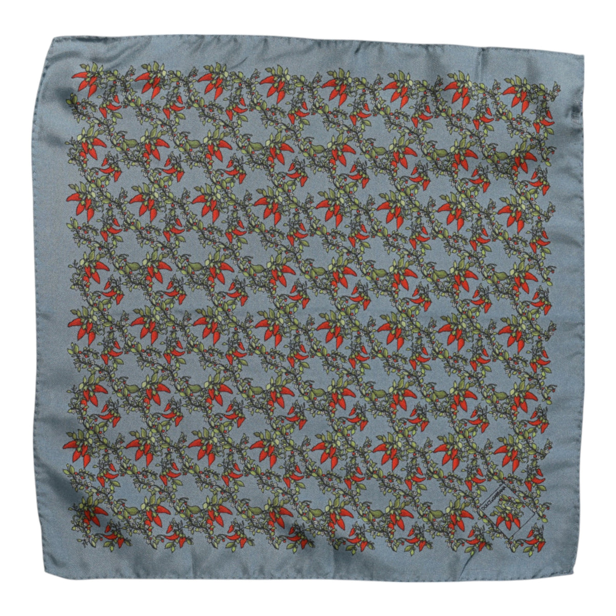 Dolce & Gabbana Gray Chilis Silk Square Men Foulard Scarf