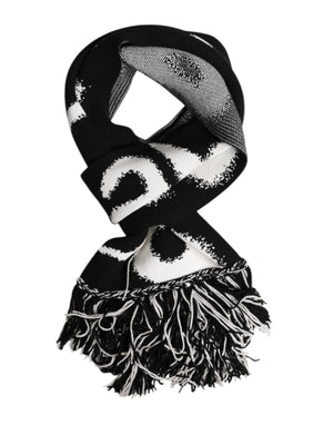 Dolce & Gabbana Black Logo Neck Warmer Wrap Men Shawl Scarf