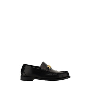 Versace Black Calf Leather Bos Taurus Slip-On Loafers