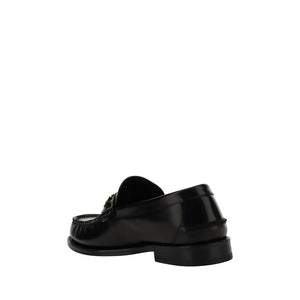 Versace Black Calf Leather Bos Taurus Slip-On Loafers