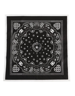 Dolce & Gabbana Black White Bandana Square Men Foulard Scarf