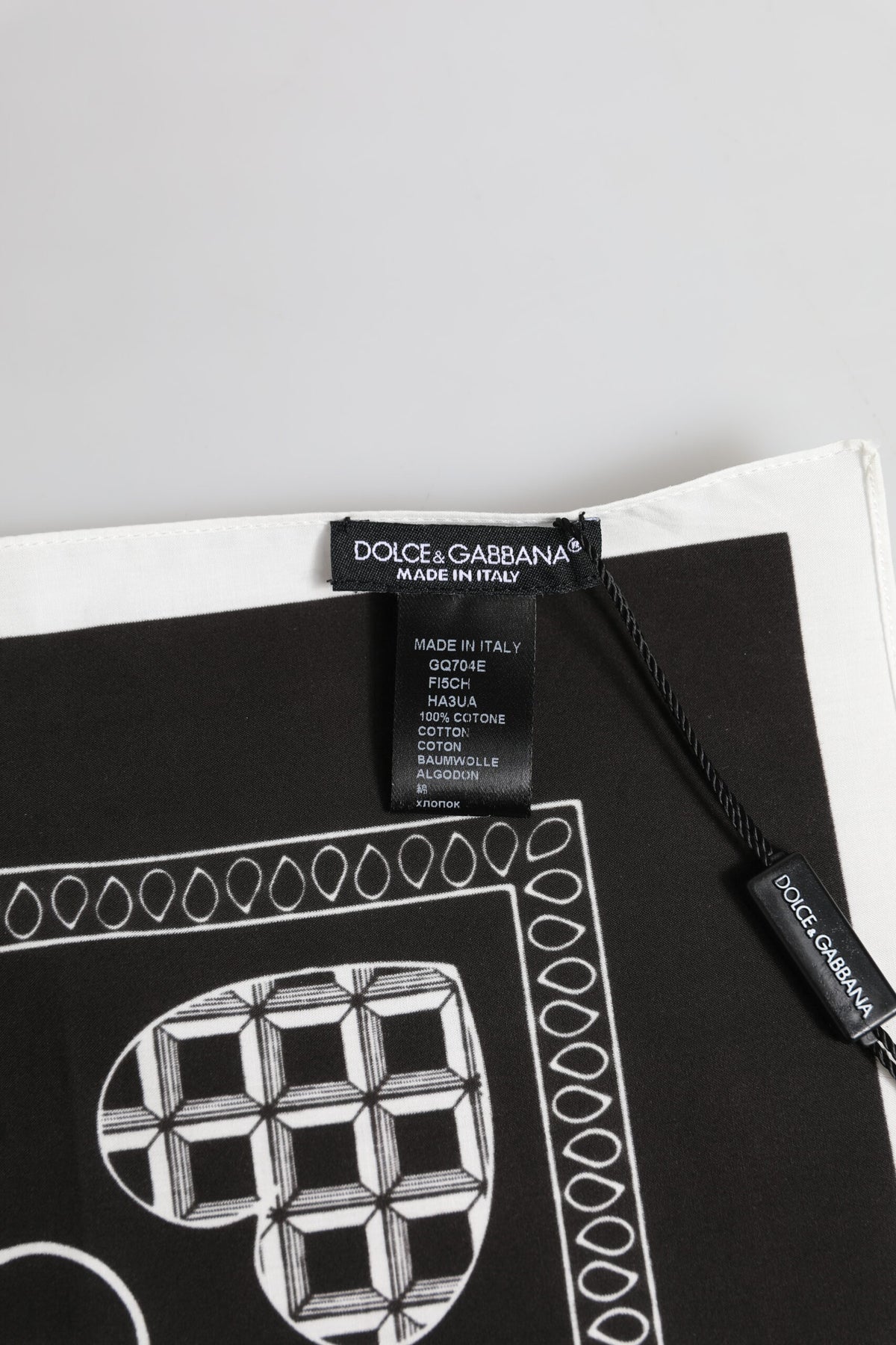 Dolce & Gabbana Black White Bandana Square Men Foulard Scarf